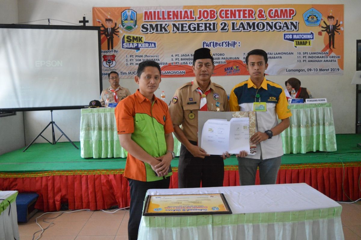 SMKN 2 Lamongan fasilitasi lulusannya dengan millennial job center & camp