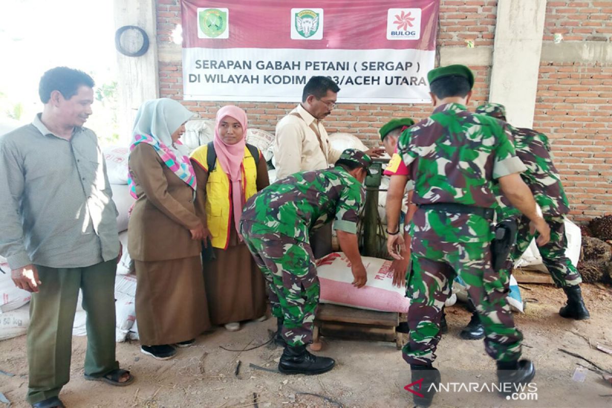 Kodim 0103/Aceh Utara-Bulog serap gabah petani