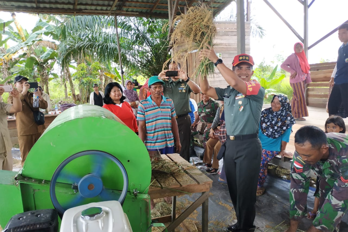 Tim Sergap Mabes TNI panen padi di Kapuas Hulu