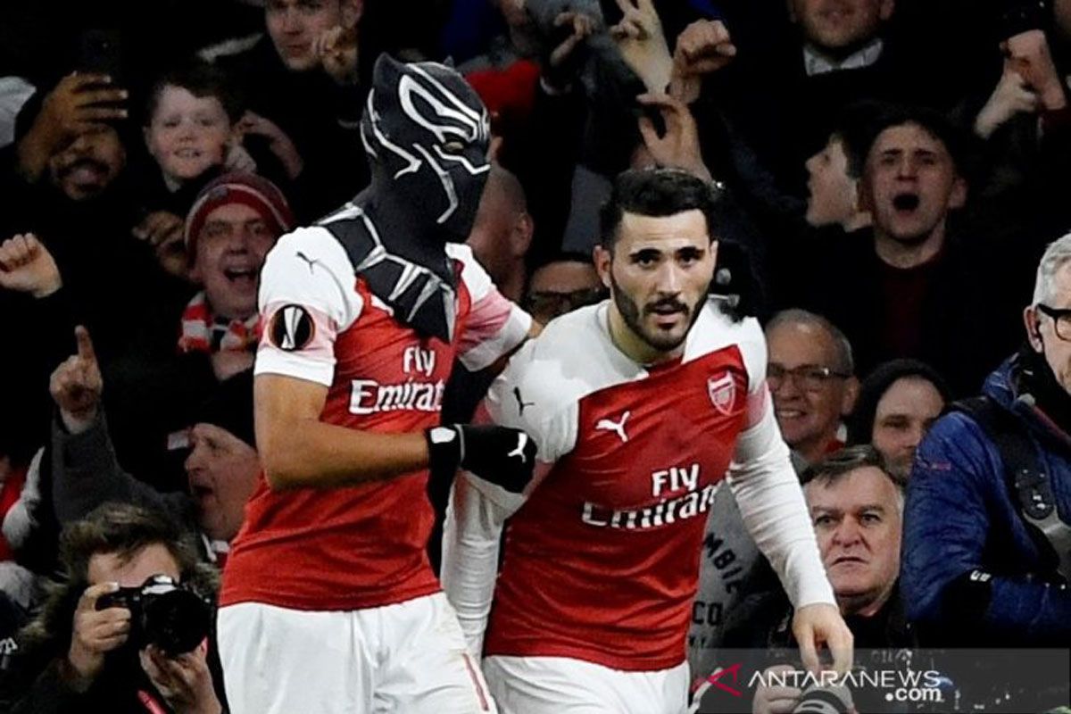 Aubameyang cetak dwigol antar Arsenal ke perempat final Liga Europa