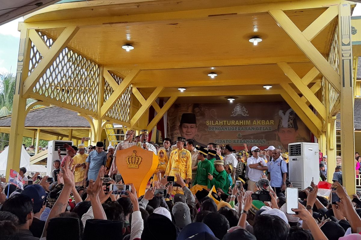 Capres Prabowo dapat gelar kebangsawanan Keraton Pontianak