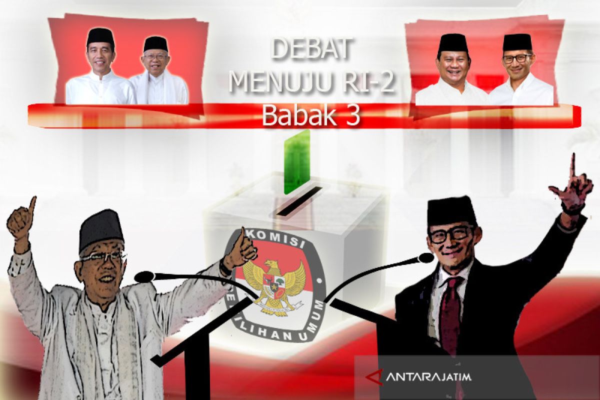 Ma'ruf Amin dan Sandiaga tiba di lokasi debat ketiga