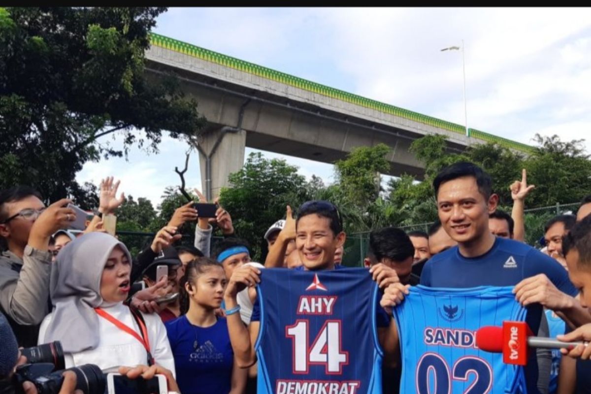 Sandiaga Uno dan AHY olahraga bersama jelang debat