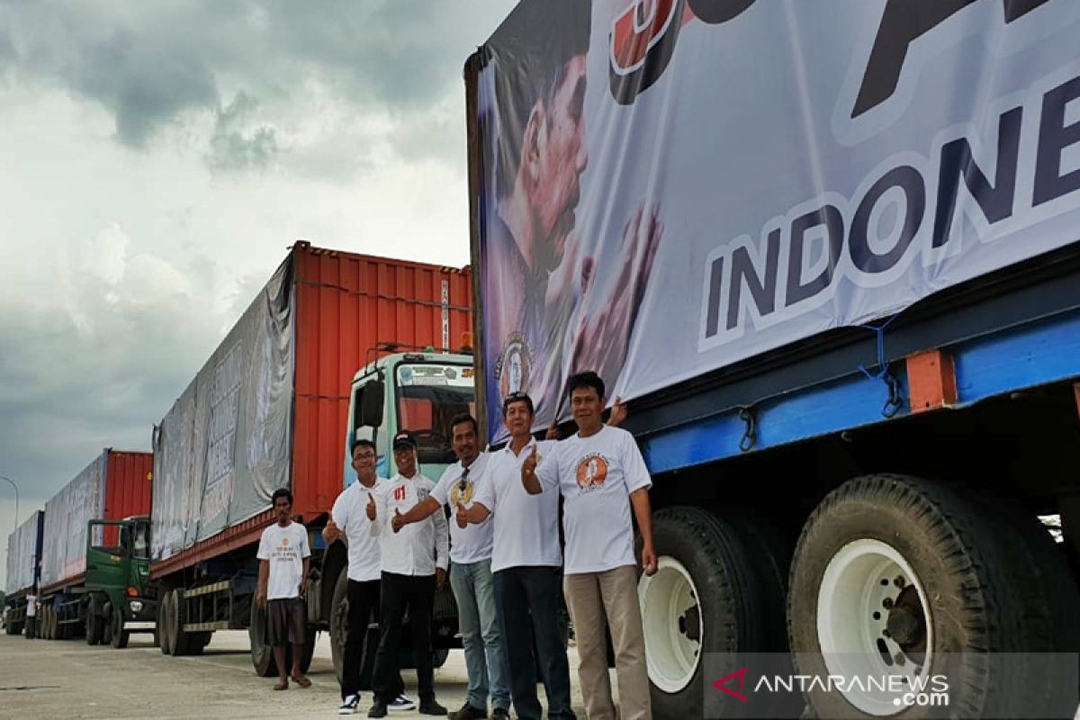 Truk kontainer ekspor Sekabel konvoi "branding" Jokowi-Ma'ruf