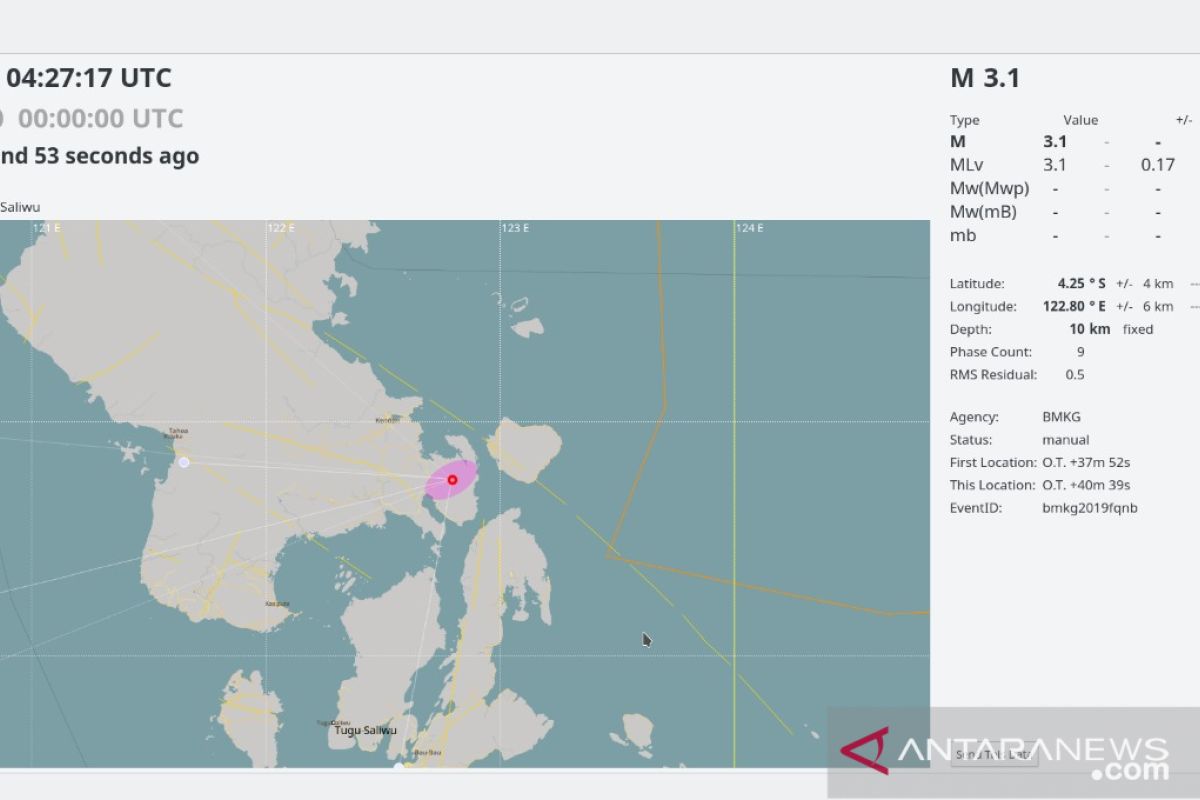 Kendari diguncang gempa berkekuatan 3,1 SR