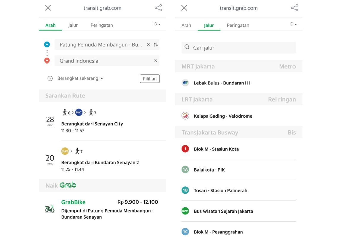 Grab punya fitur rute angkutan umum