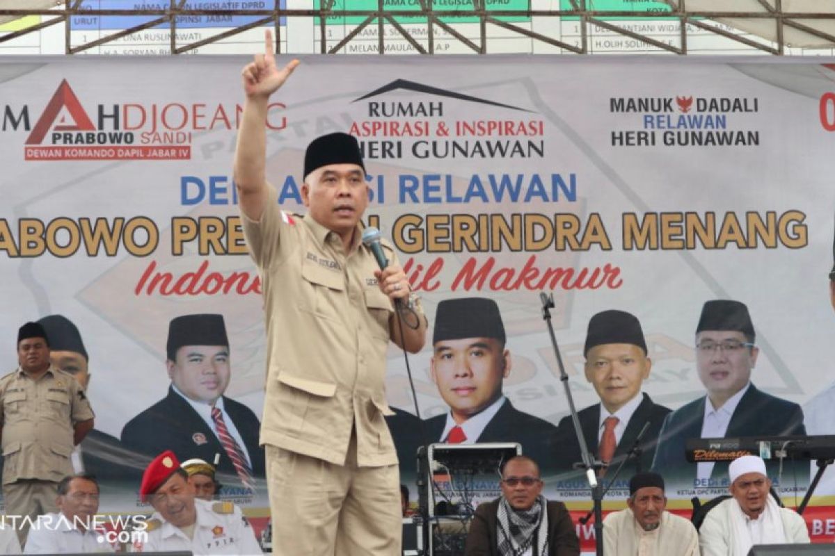 Gerindra Optimistis Prabowo-Sandi Raup 70 Persen Suara Warga Sukabumi