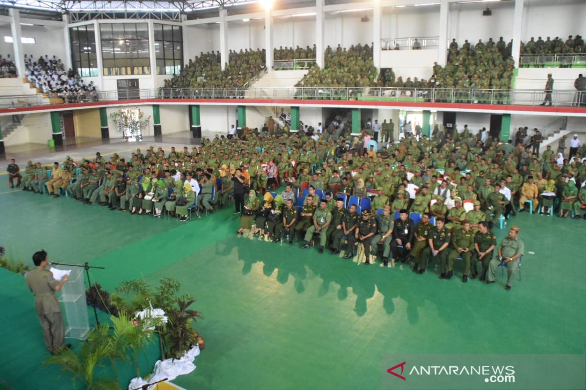 Ribuan personel Linmas Kabupaten Gorontalo Siap Amankan Pemilu 2019