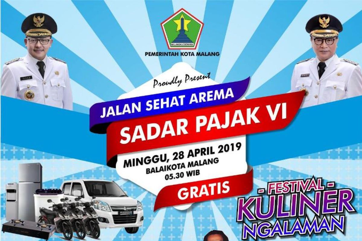 Gebyar jalan Sehat Arema Sadar Pajak perebutkan dua unit mobil