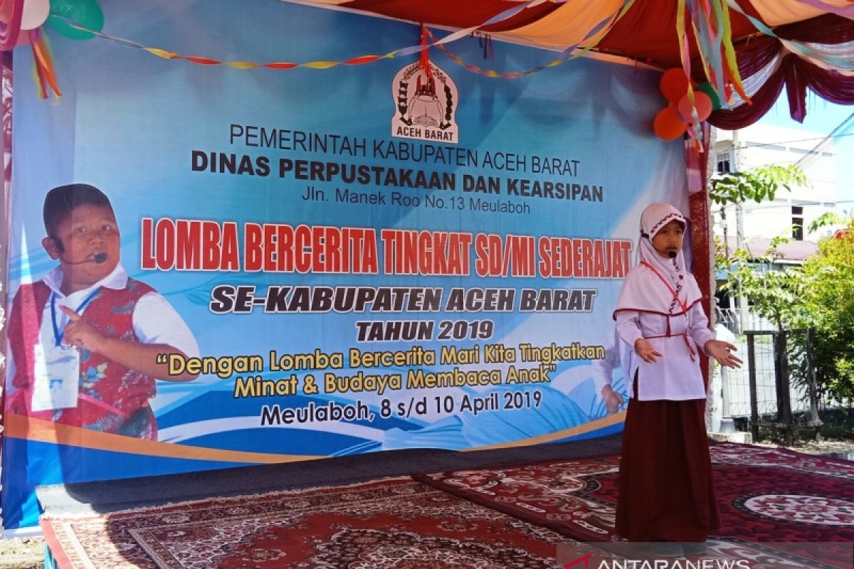 Budayakan minat membaca, puluhan murid SD di Aceh Barat ikut lomba bercerita