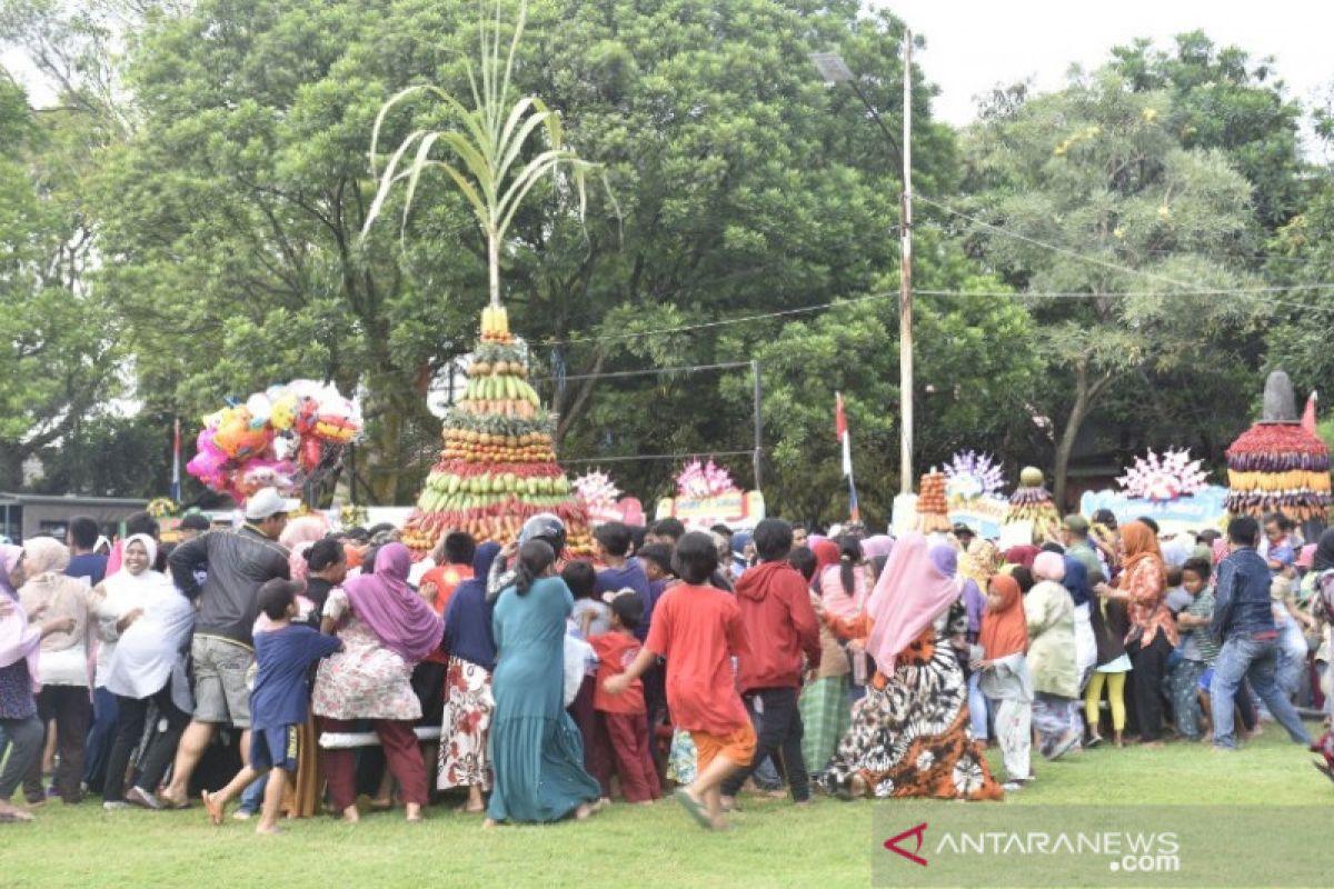 Ribuan warga Batang perebutkan gunungan hasil bumi