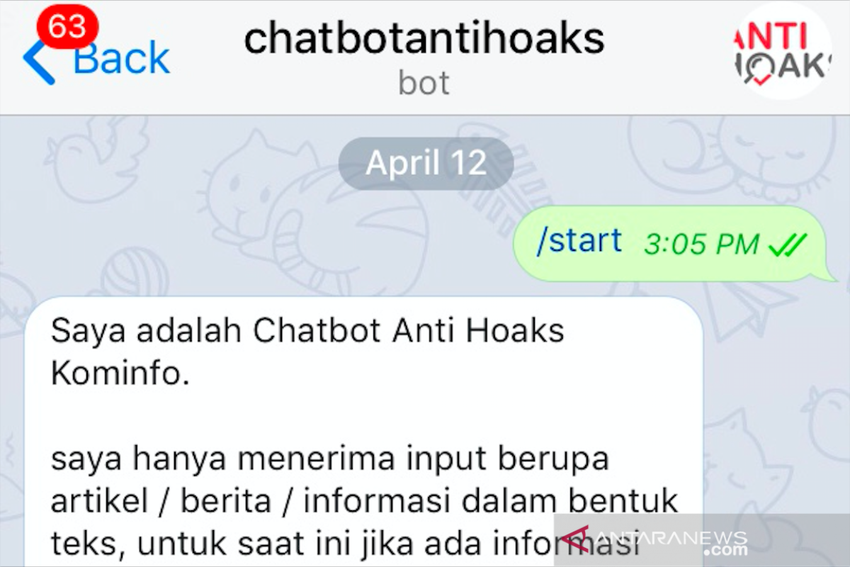 Kemkominfo luncurkan chatbot anti hoaks yang terhubung ke aplikasi