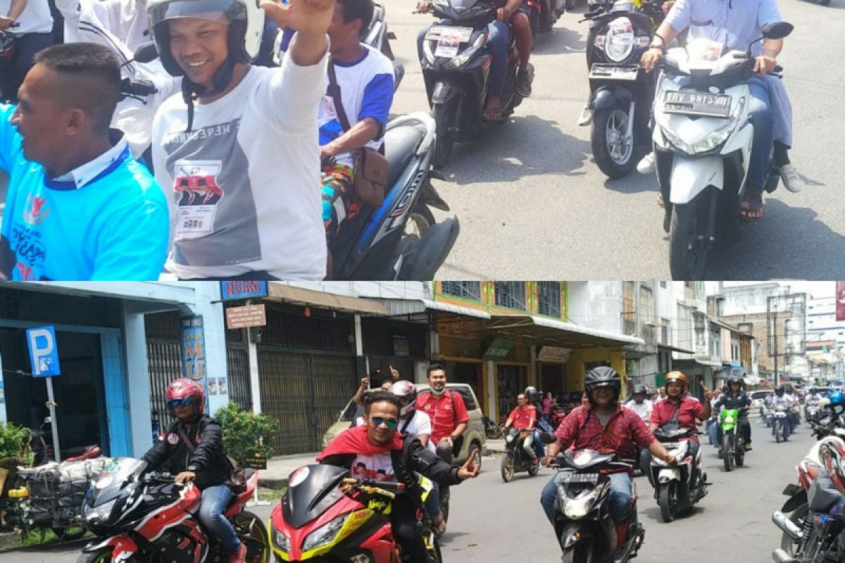 Pendukung Prabowo dan Jokowi di Asahan konvoi
