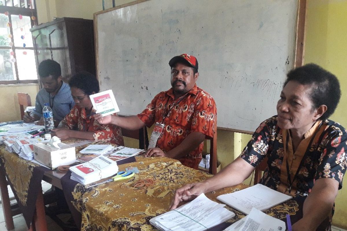 Warga di TPS 007 Kelurahan Imbi Jayapura mencoblos sesuai jadwal