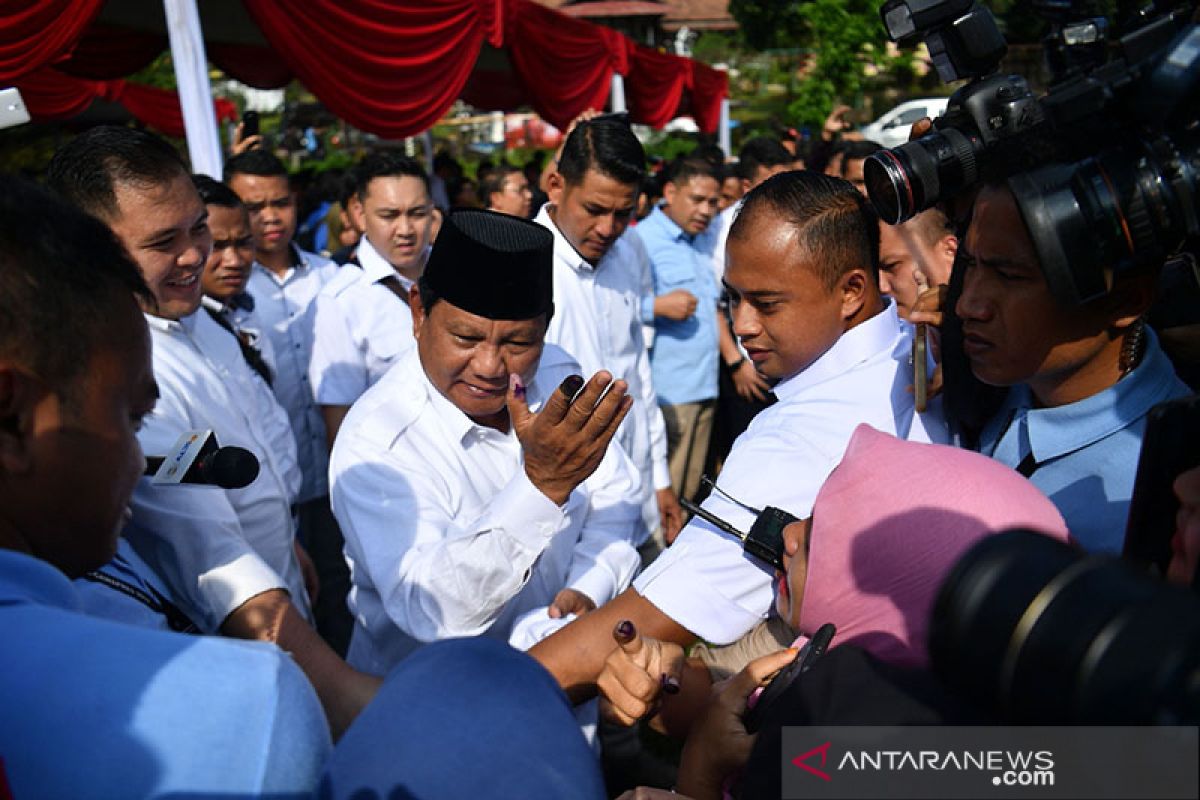 Usai mencoblos, Prabowo: Pemilu damai kalau tidak ada kecurangan