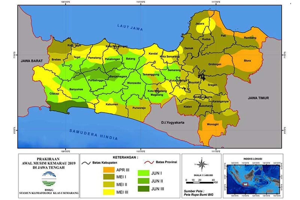 BMKG:  Jateng diprakirakan masuki  kemarau pada Mei 2020