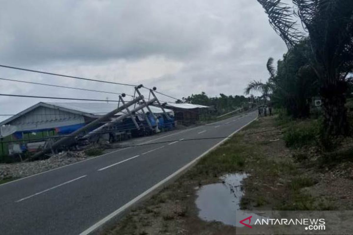 Delapan tiang listrik PLN tumbang di Abdya