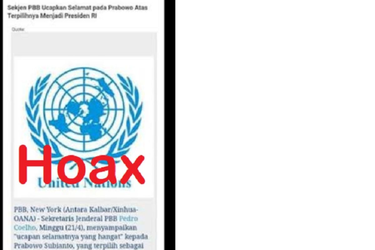 Klarifikasi  ucapan selamat Sekjen PBB kepada salah satu Capres
