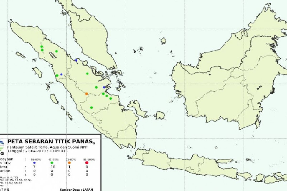 Empat hotspot terpantau di Provinsi Jambi, Senin petang