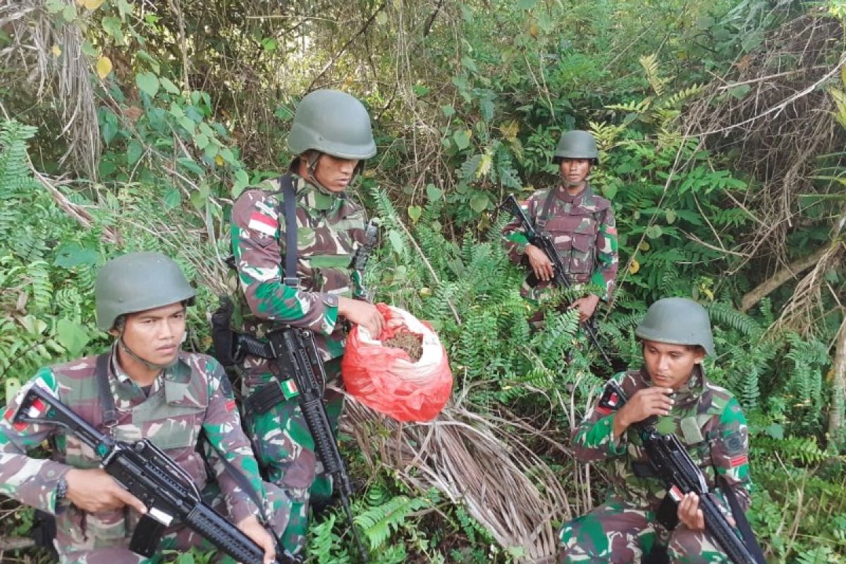 Tim Patroli Yonif 328 amankan ganja di jalan setapak sekitar Wutung