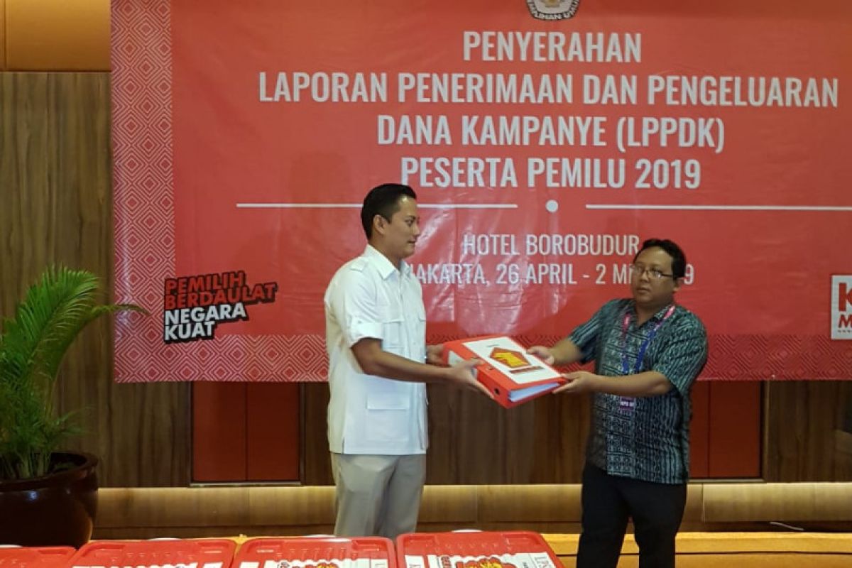 Gerindra laporkan dana kampanye Rp134 miliar