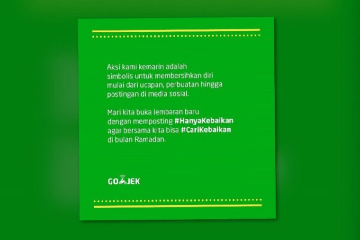 Hilangnya unggahan akun Gojek akhirnya terjawab