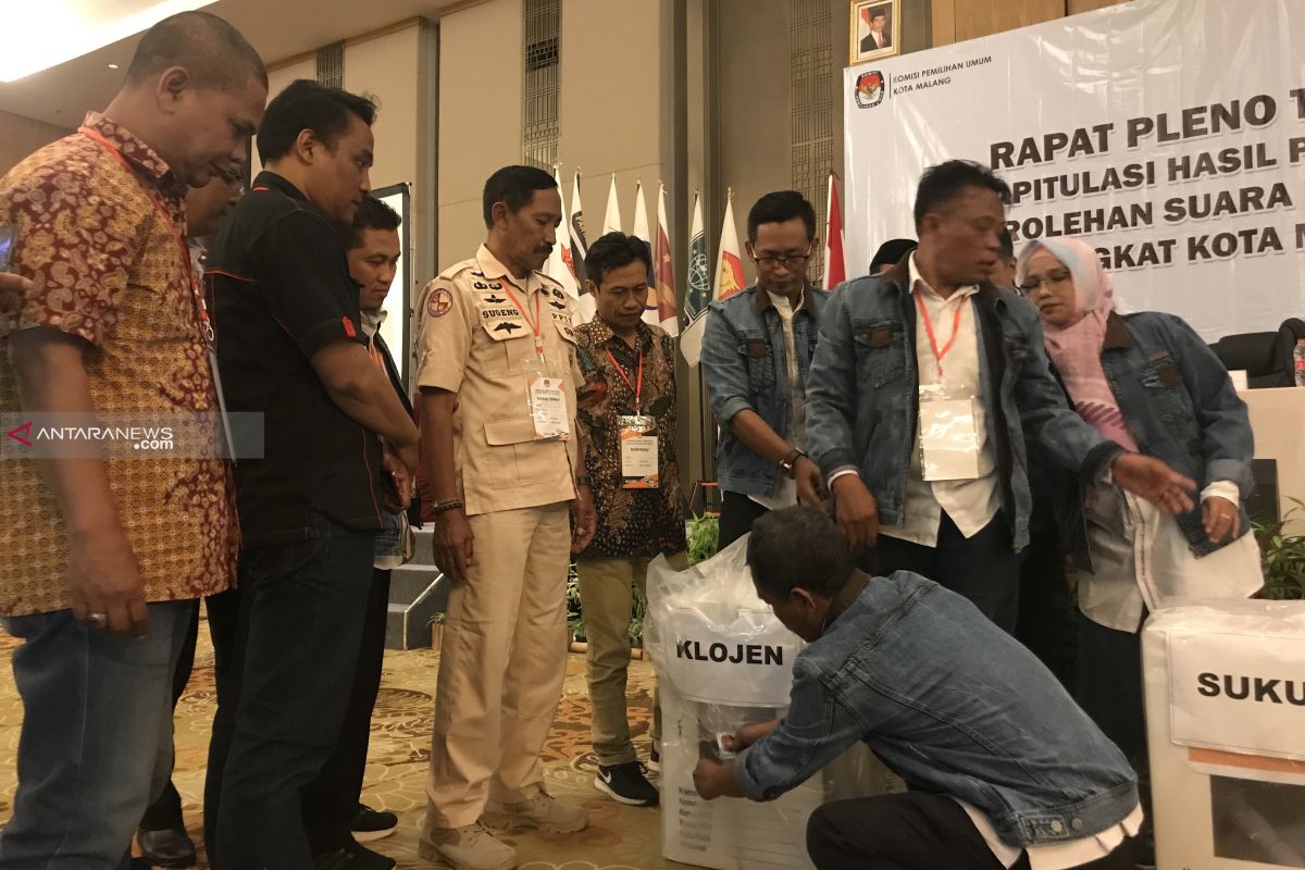 KPU Kota Malang rekapitulasi penghitungan suara empat kecamatan