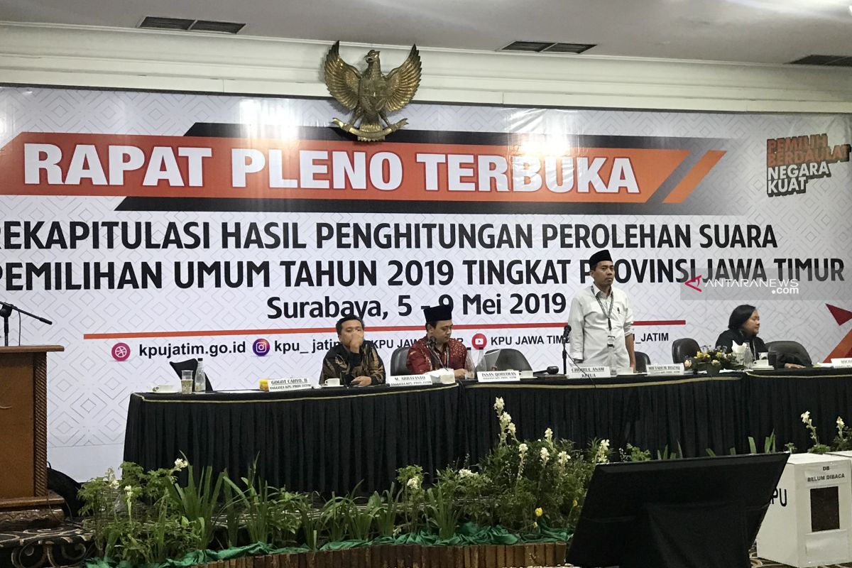 Pleno rekapitulasi Pemilu 2019 tingkat Jatim molor