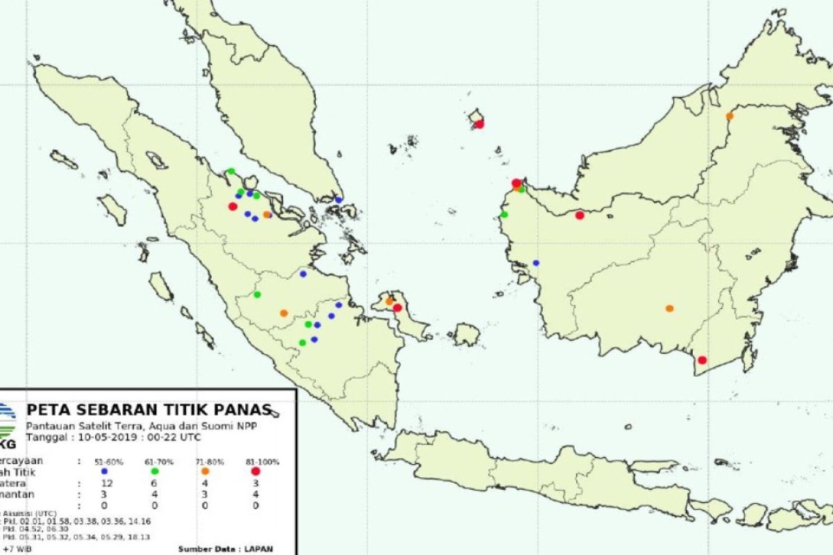 Sabtu (11/5) tiga titik api terpantau di Jambi