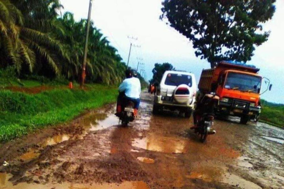 Hati-hati, jalan di Kecamatan Selesai-Kuala bagaikan kubangan kerbau