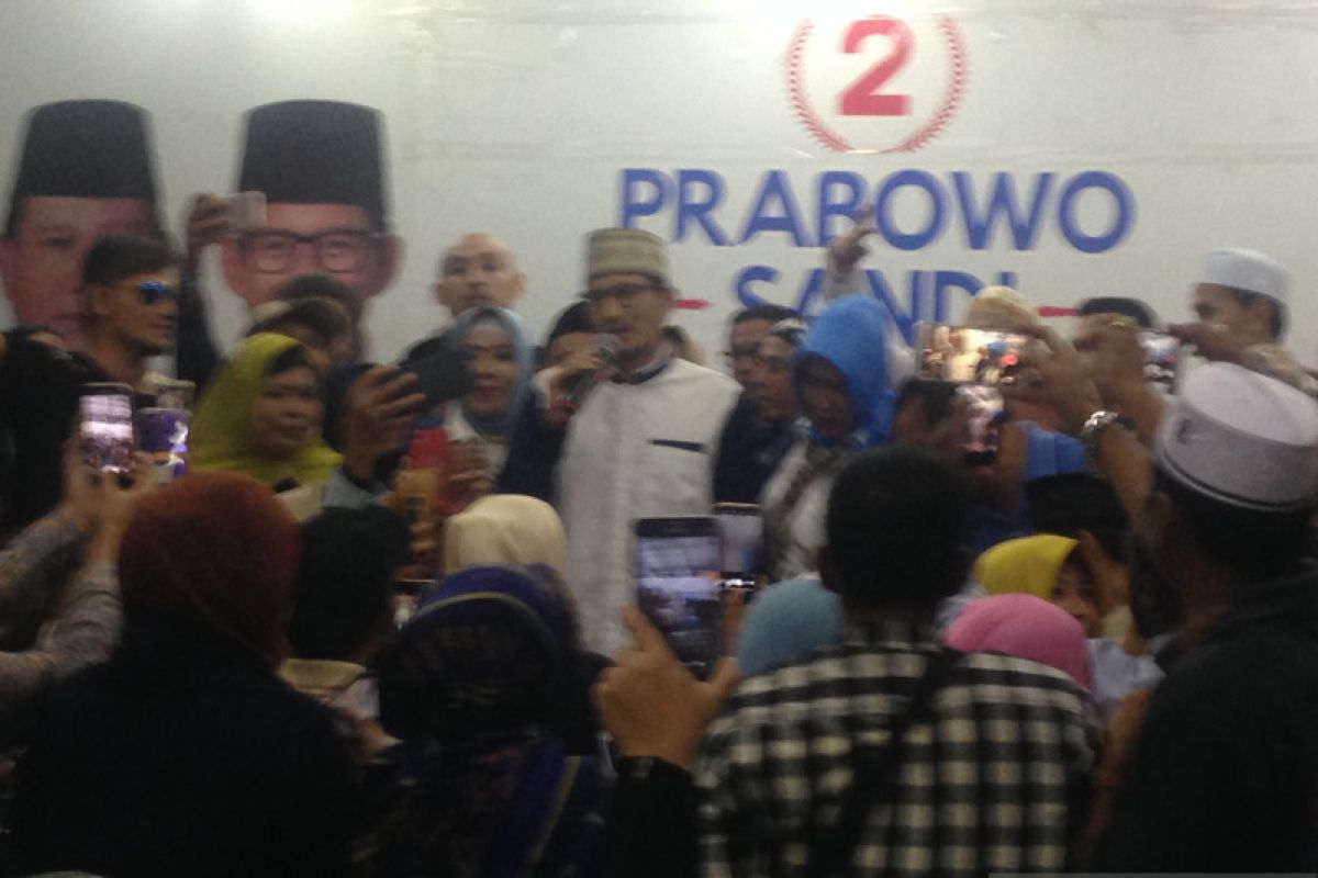 Sandiaga sampaikan terima kasih pada relawan kawal proses Pemilu