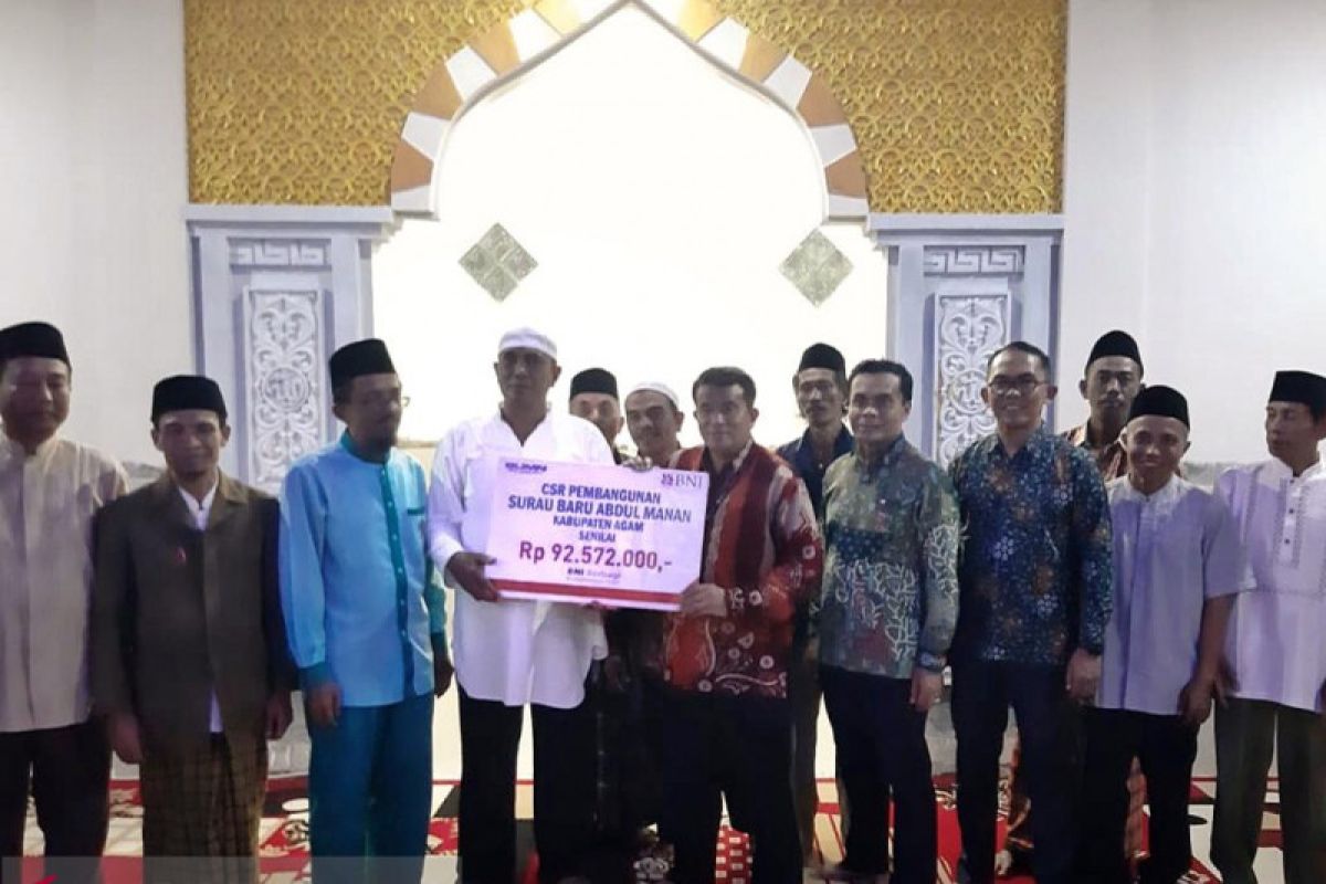 CSR BNI Wilayah Padang bantu renovasi Surau Baru Abdul Manan