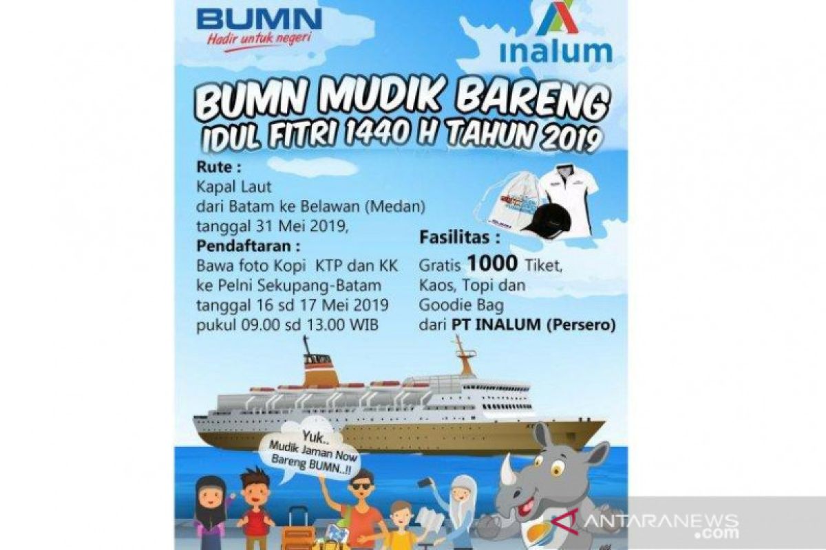 Inalum buka kesempatan mudik gratis Batam-Belawan