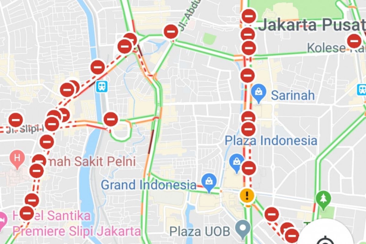 Penutupan jalan 22 Mei versi Google Maps dan Waze