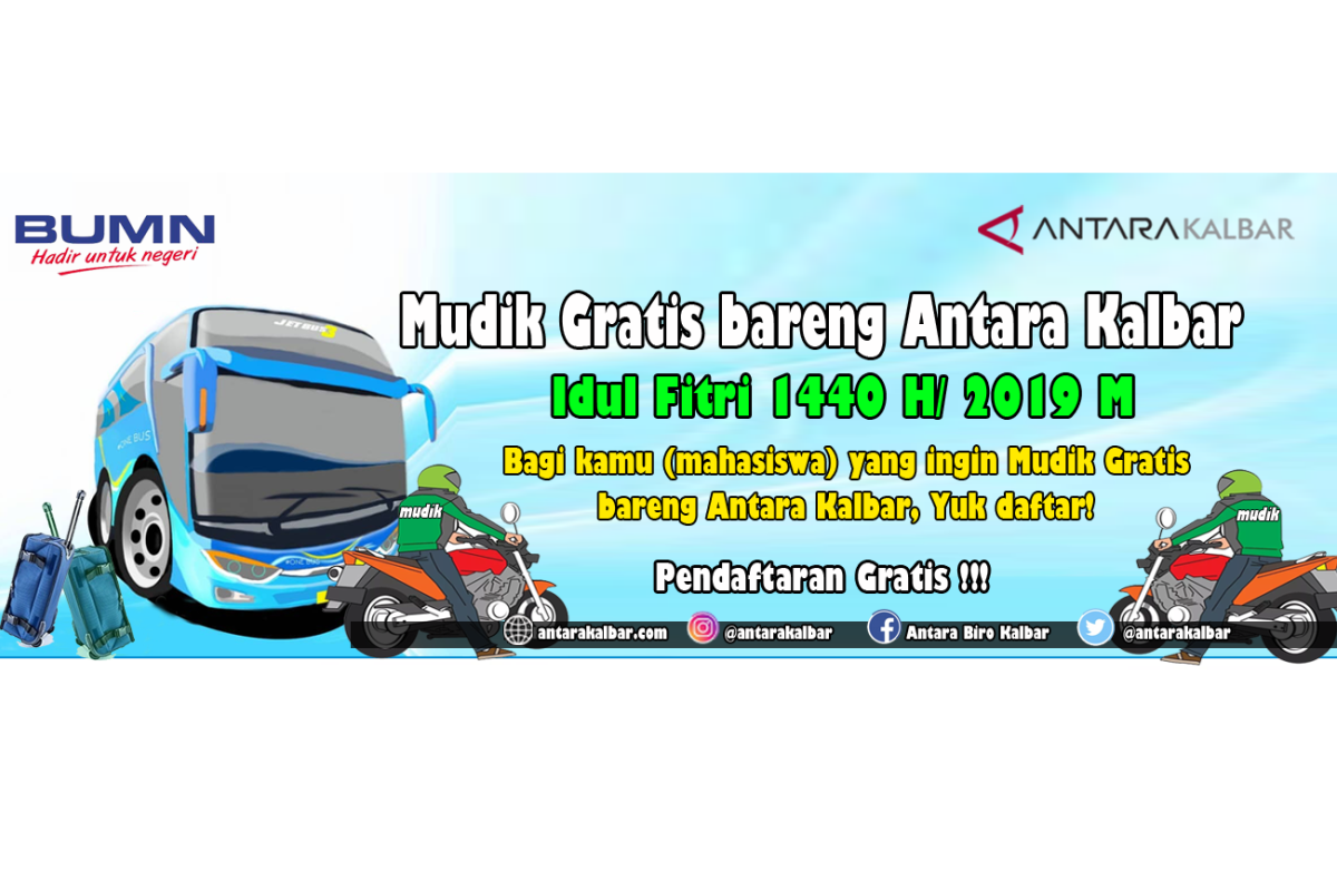 Jumlah pendaftar program mudik gratis Antara Kalbar hari ini