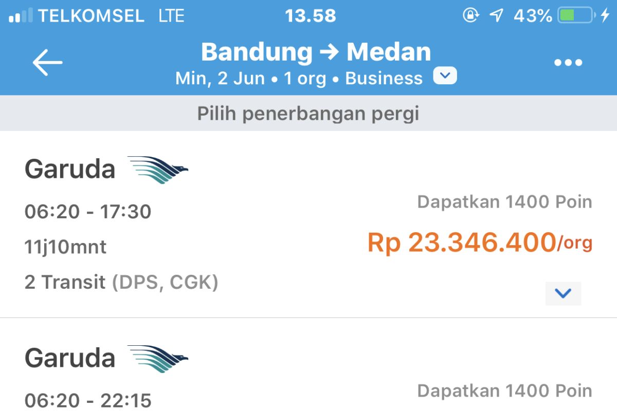 Tiket pesawat Bandung-Medan puluhan juta, begini penjelasan Traveloka