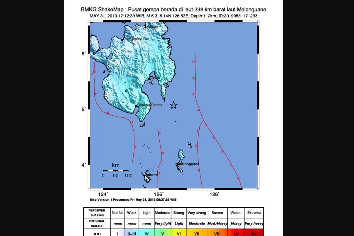 Gempa magnitudo 6,3 guncang barat laut Melonguane-Sulut