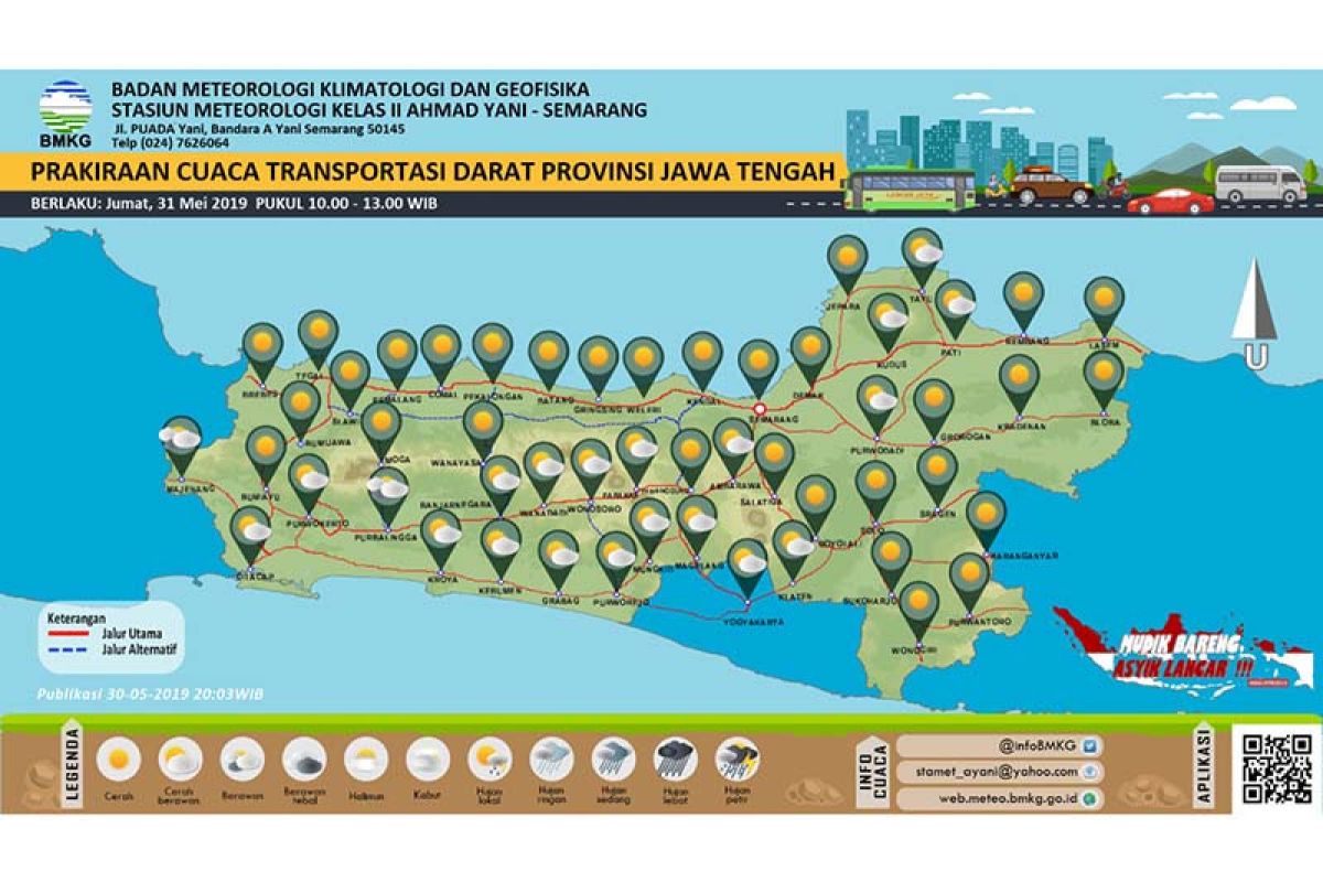 BMKG: Cuaca jalur selatan Jawa Tengah cerah berawan