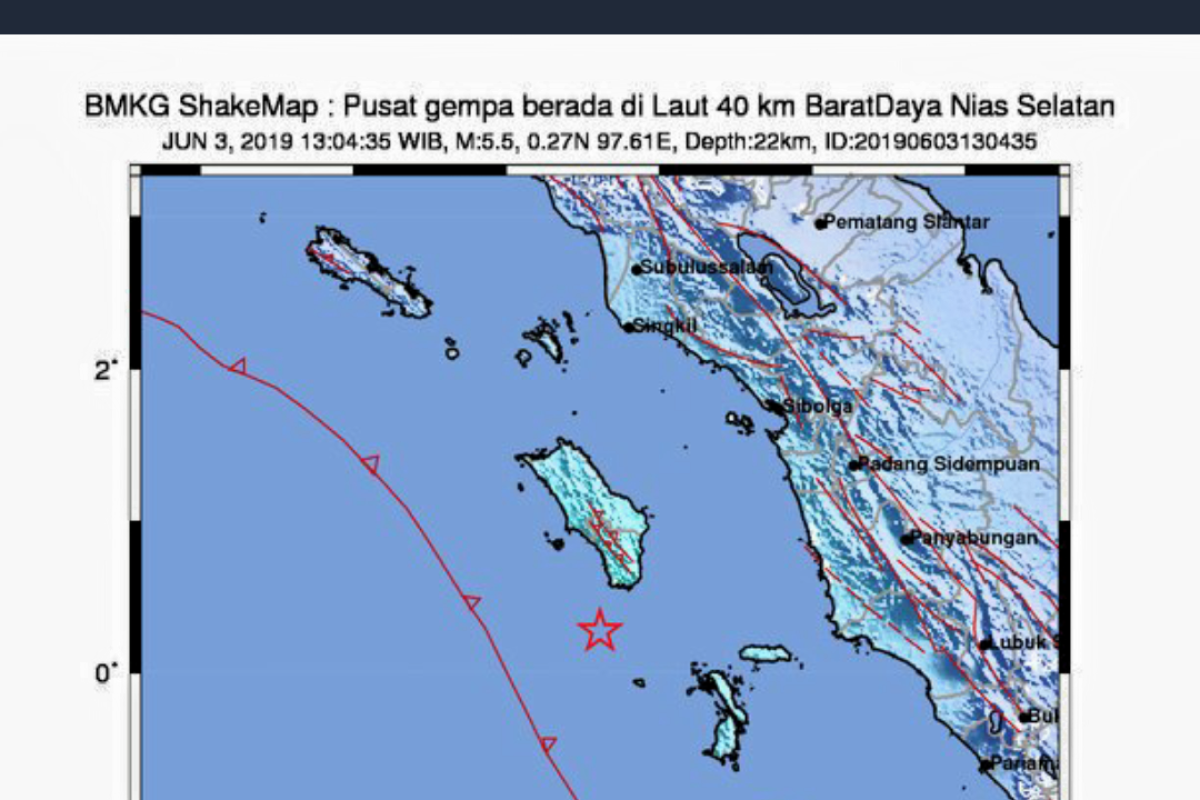 BMKG: Gempa berkekuatan 5,2 magnitudo di Nias akibat aktivitas tektonik