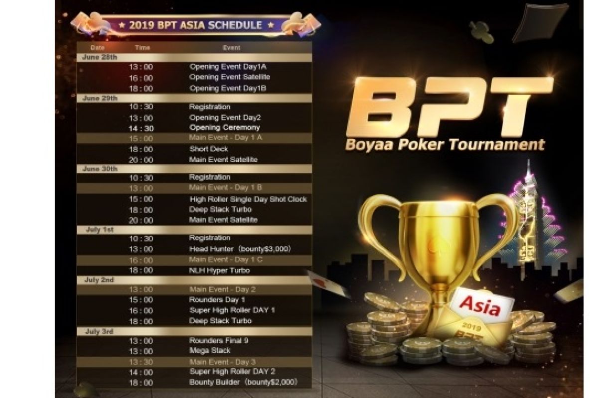 2019 Boyaa Poker Tournament Asia Schedule Announced