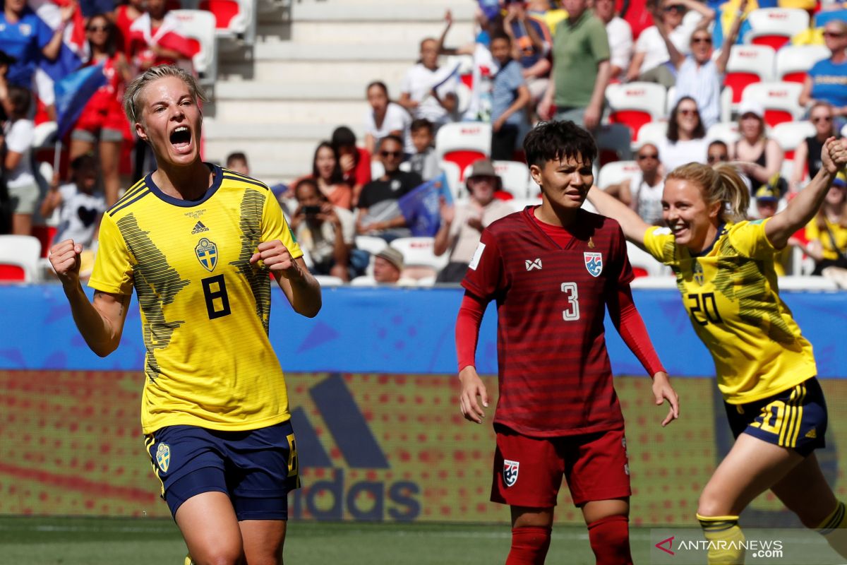 Timnas putri Swedia ke 16 besar setelah hancurkan Thailand 5-1