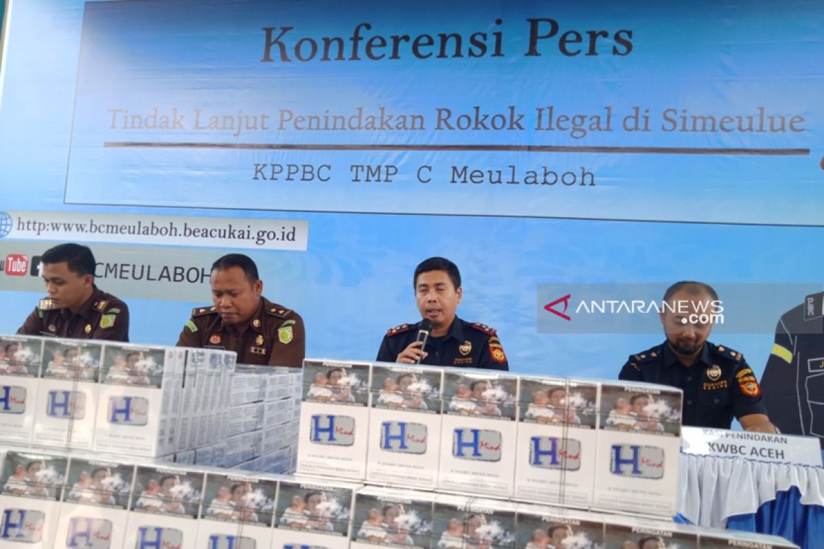 Bea Cukai Meulaboh Aceh amankan 4,3 juta rokok ilegal  selama 2019