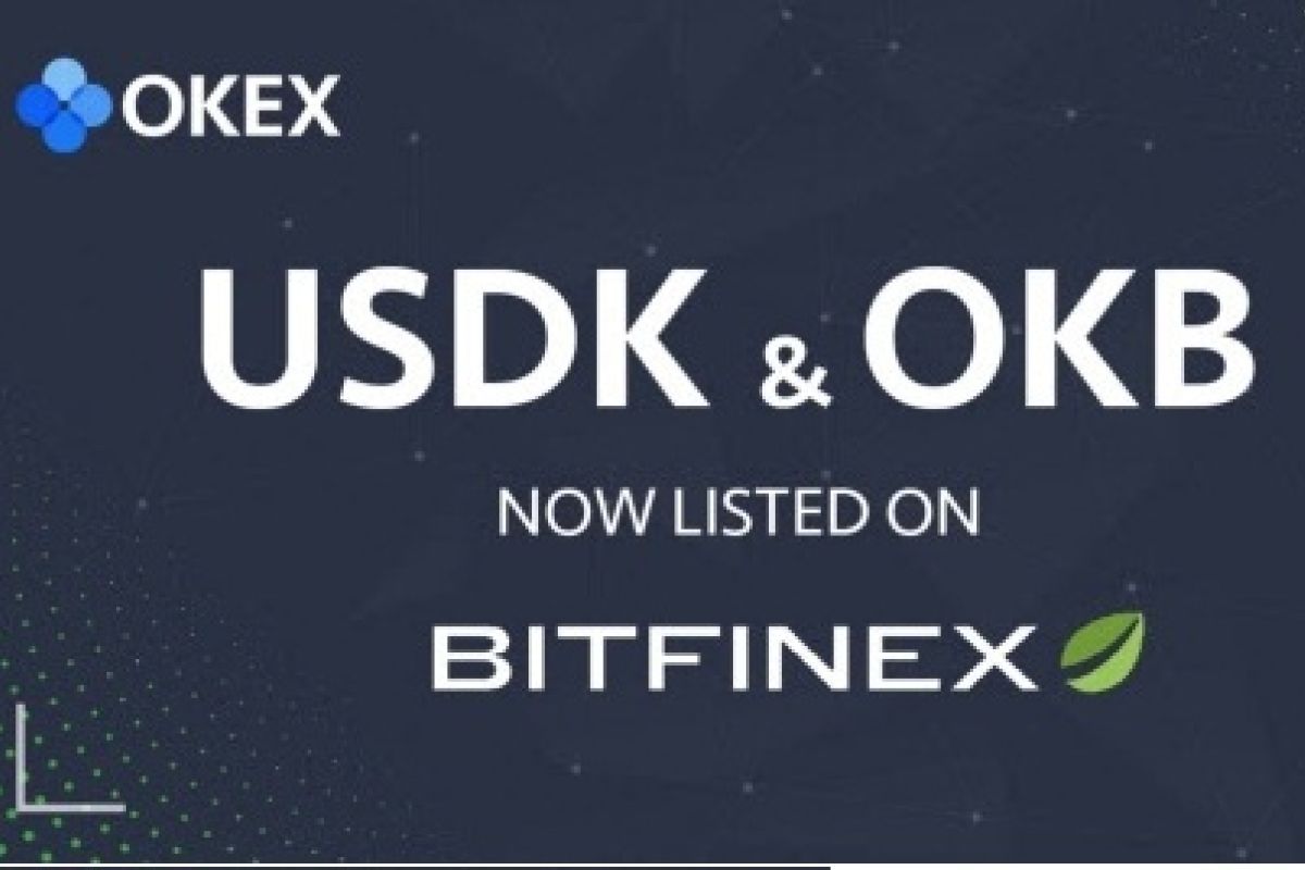 OKEx native token OKB and OKLink stablecoin USDK listed on Bitfinex
