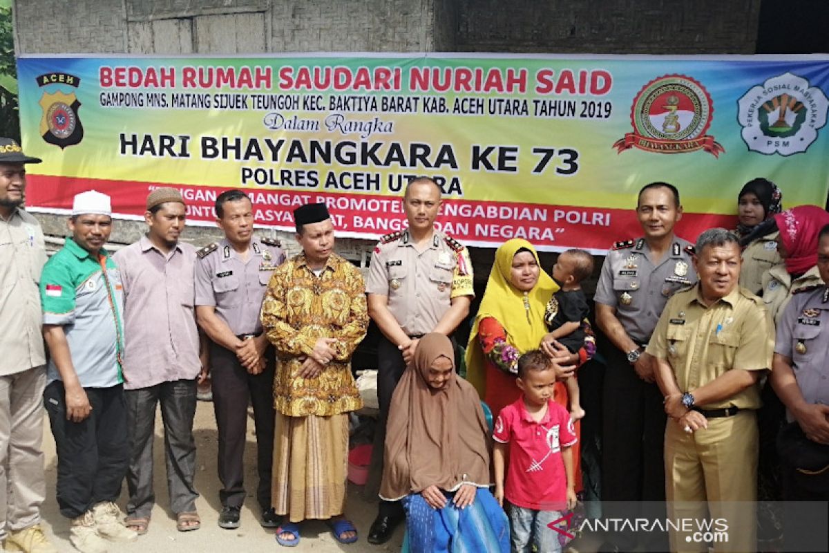 Polisi di Aceh Utara bangun rumah untuk kaum dhuafa