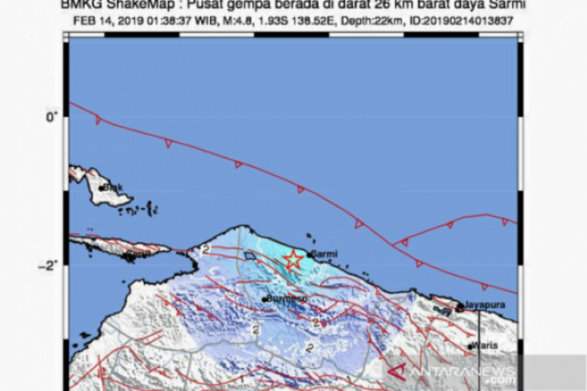 BNPB : Gempa Sarmi 6,3 SR akibatkan 33 rumah rusak berat