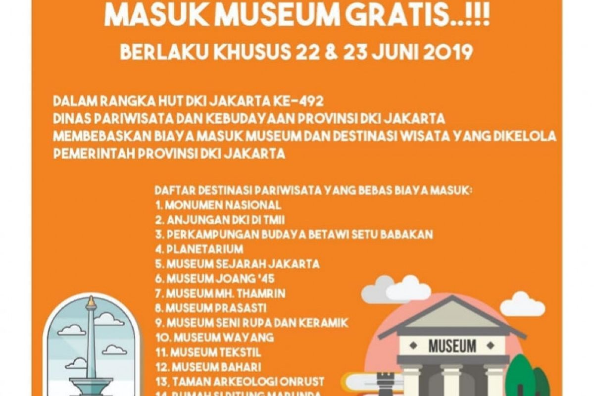 Ini 14 destinasi wisata gratis biaya masuk pada HUT Jakarta