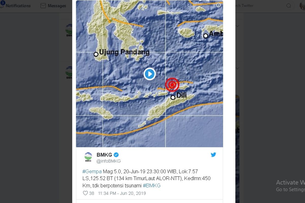 Gempa 5,0 SR guncang Alor, NTT