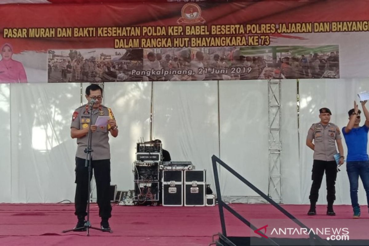 Polda Babel gelar pasar murah bantu masyarakat mendapatkan bahan pokok