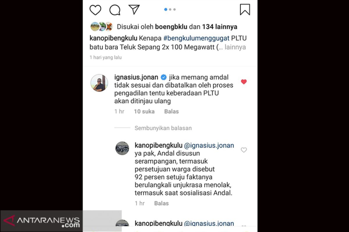 Menteri Jonan siap tinjau ulang PLTU Bengkulu