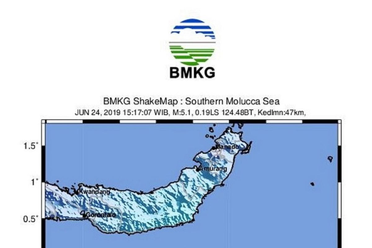 Bolaang Uki Sulawesi Utara diguncang gempa 5 magnitudo